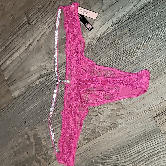 🎀Victoria's Secret Very Sexy Shine Strap Cutout Thong Fuchsia Frenzy Large 🎀 - Picture 6 of 7